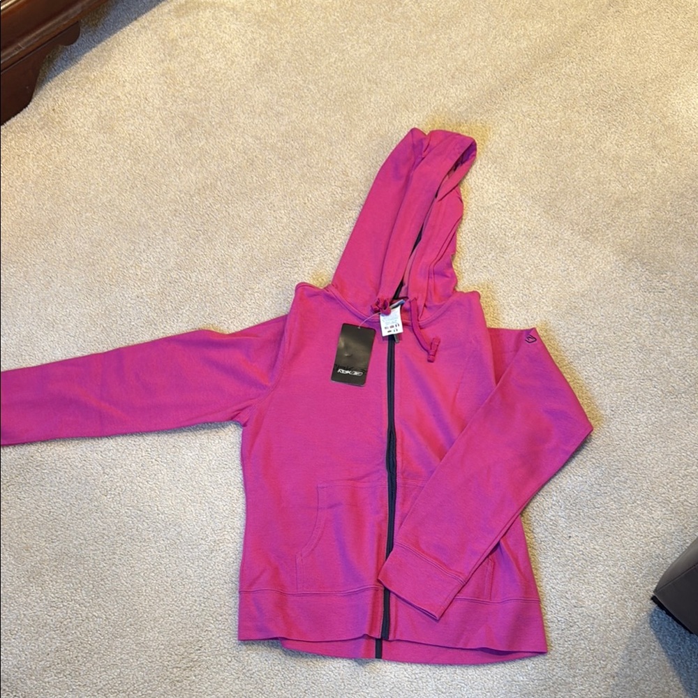 Vibrant Pink Zip-Up Hoodie with Attached Hood